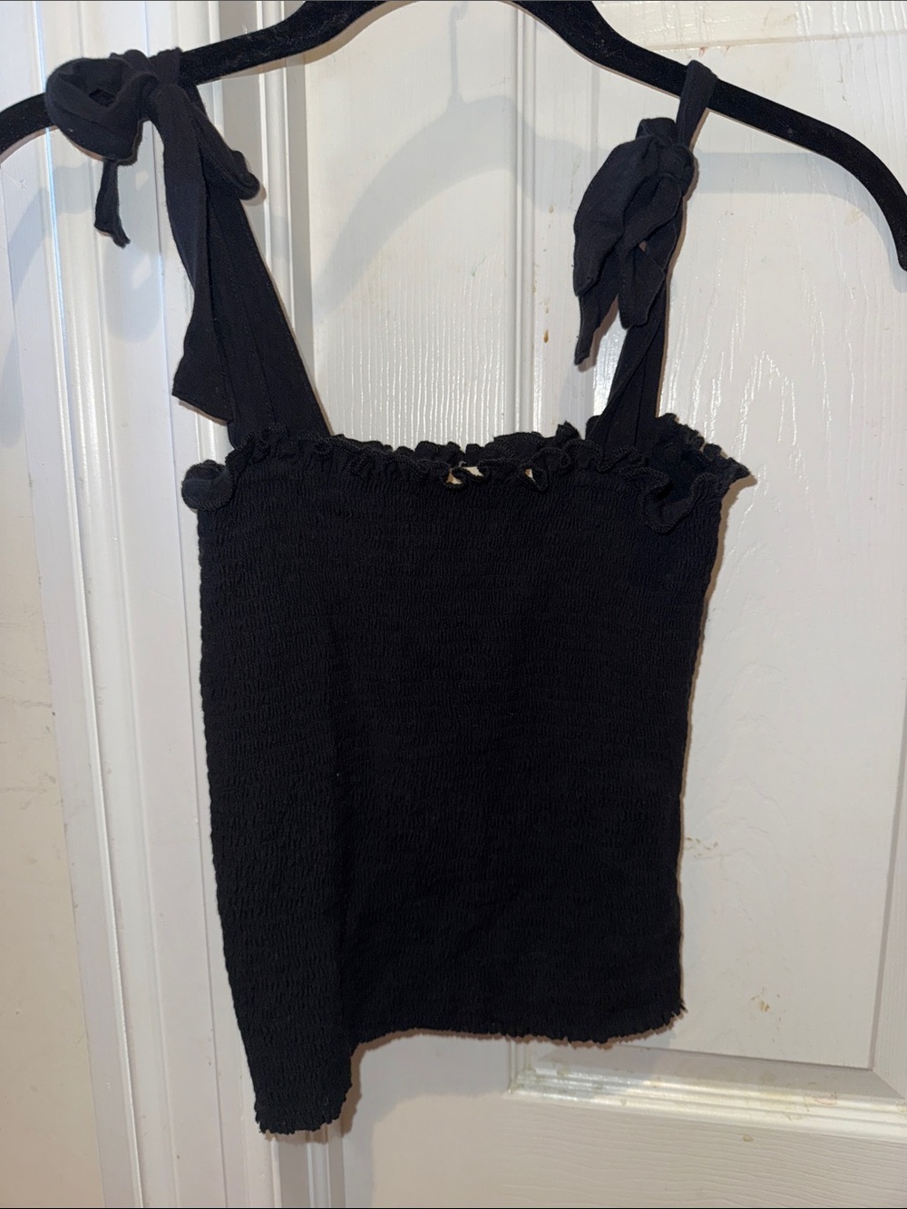 Nation LTD Los Angeles Black Smocked Tie-Shoulder Women's Tank Top small